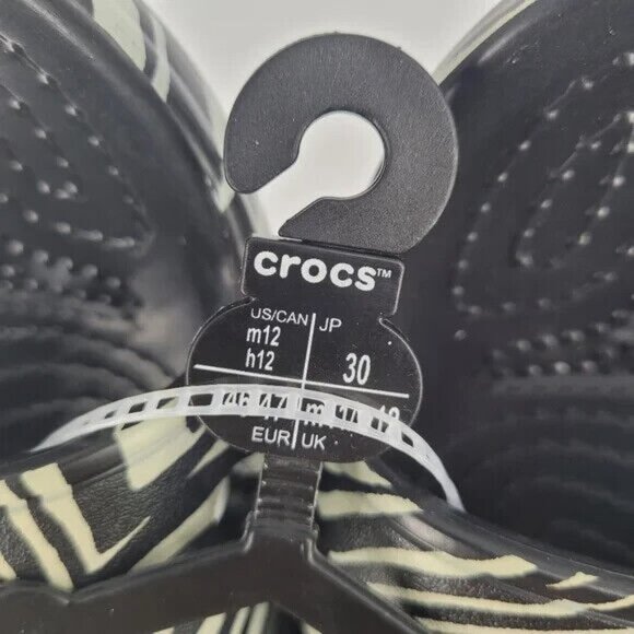 Crocs Sandals Slides Slip on Animal Print Zebra Black Men\'s Size 12 NWT main image 6